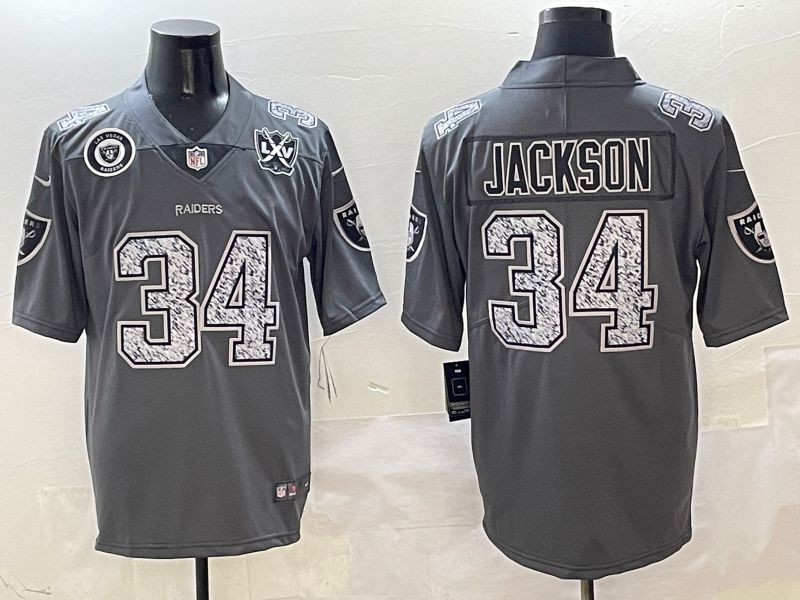 Men Oakland Raiders #34 Jackson Grey Nike 2025 Limited NFL Jersey style 4